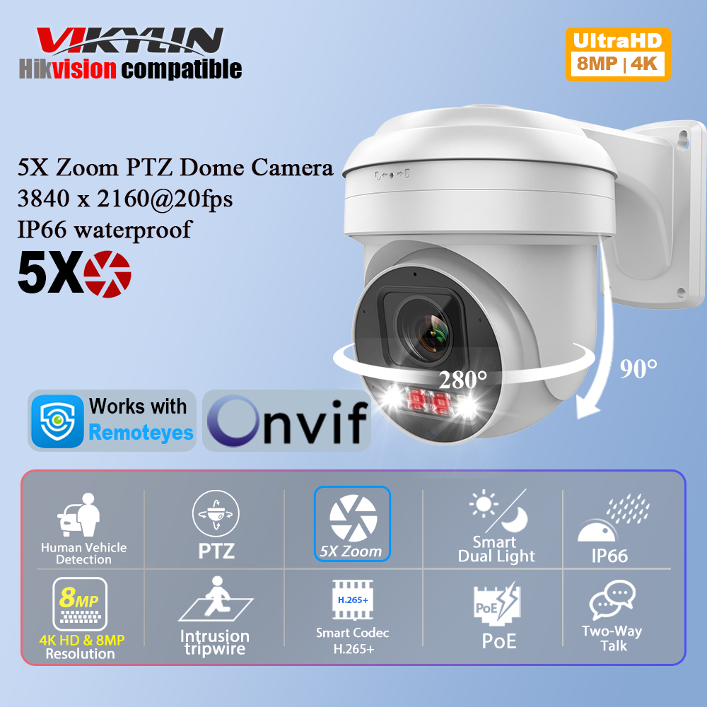 Smart Home Microsoft - Vikylin 8MP IP-камера видеонаблюдения PTZ с