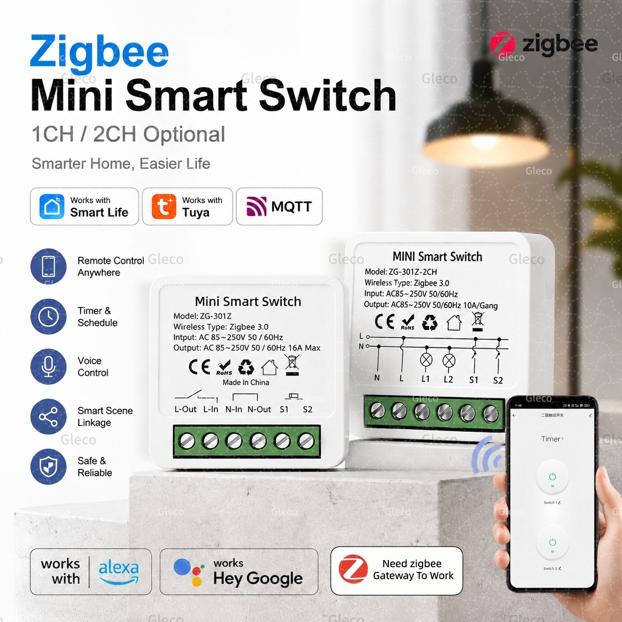 Умный выключатель Zigbee Tuya  – обзор и цена Smart Home Hub 2